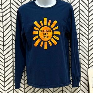 “Blessed Every Day” Blue Basic Long Sleeve Fruit of the Loom Tee, Sz S